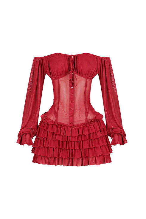 Regal Yet Structured Ruffle Mini Dress